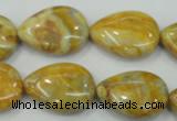 CAB941 15.5 inches 18*25mm flat teardrop yellow crazy lace agate beads