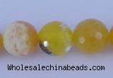 CAB967 15.5 inches 8mm faceted round fire crackle agate beads