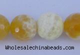 CAB968 15.5 inches 10mm faceted round fire crackle agate beads