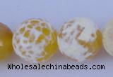 CAB970 15.5 inches 14mm faceted round fire crackle agate beads