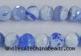 CAB973 15.5 inches 8mm faceted round fire crackle agate beads