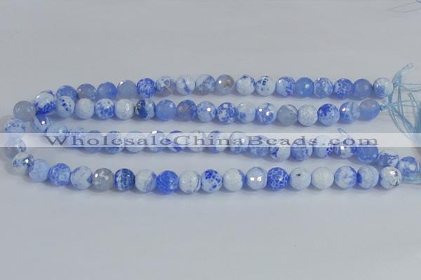 CAB973 15.5 inches 8mm faceted round fire crackle agate beads