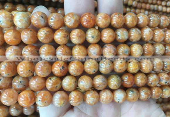 CABS21 15 inches 8mm round orange calcite gemstone beads wholesale