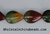 CAG1029 15.5 inches 13*18mm flat teardrop rainbow agate beads