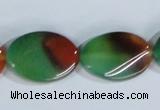 CAG1063 15.5 inches 18*25mm twisted oval rainbow agate beads