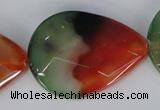 CAG1072 15.5 inches 30*40mm faceted flat teardrop rainbow agate beads