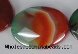 CAG1078 15.5 inches 30*40mm faceted oval rainbow agate beads