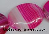 CAG1179 15.5 inches 30*40mm oval line agate gemstone beads