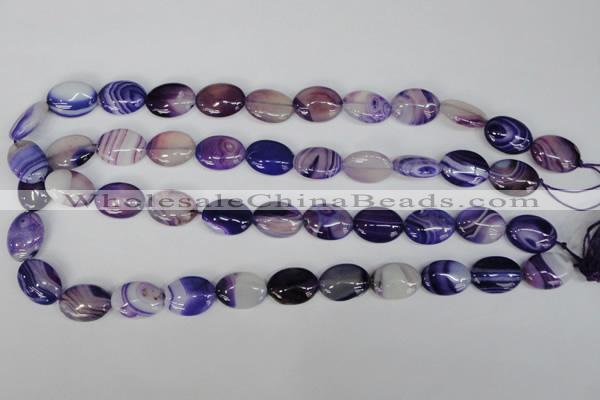 CAG1205 15.5 inches 10*14mm oval line agate gemstone beads