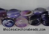 CAG1230 15.5 inches 10*14mm oval line agate gemstone beads