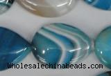 CAG1296 15.5 inches 22*30mm flat teardrop line agate gemstone beads