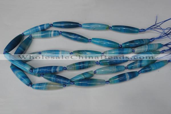 CAG1303 15.5 inches 10*38mm rice line agate gemstone beads