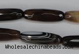 CAG1345 15.5 inches 10*30mm faceted rice line agate gemstone beads