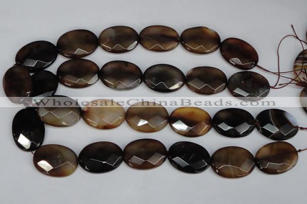 CAG1351 15.5 inches 22*30mm faceted oval line agate gemstone beads