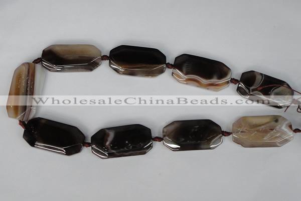 CAG1355 15.5 inches 23*43mm faceted rectangle line agate gemstone beads