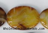 CAG1370 15.5 inches 30*40mm faceted oval line agate gemstone beads