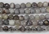 CAG1421 15.5 inches 6mm faceted round silver needle agate beads