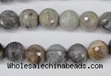 CAG1423 15.5 inches 10mm faceted round silver needle agate beads