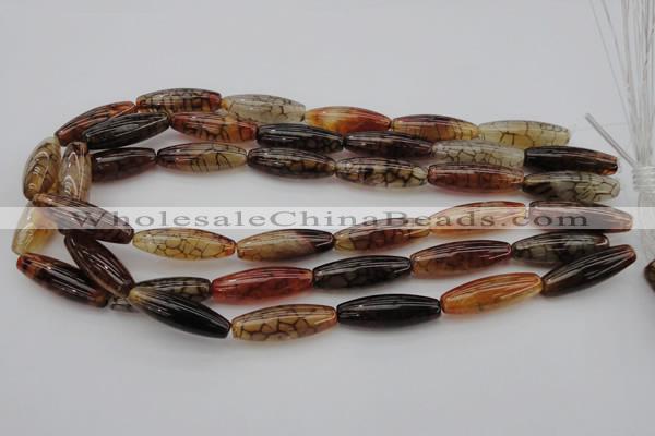 CAG1454 15.5 inches 10*30mm rice dragon veins agate beads