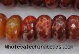 CAG1495 15.5 inches 10*20mm faceted rondelle natural fire agate beads