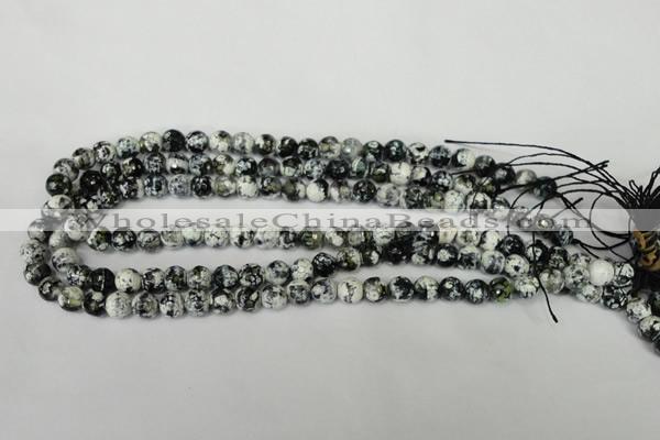 CAG1507 15.5 inches 8mm faceted round fire crackle agate beads