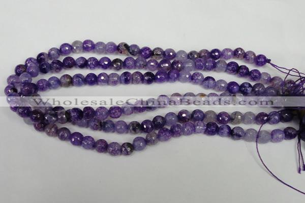 CAG1512 15.5 inches 8mm faceted round fire crackle agate beads