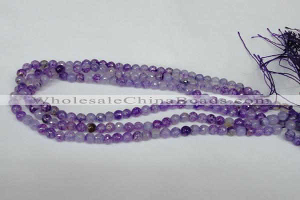 CAG1514 15.5 inches 8mm faceted round fire crackle agate beads