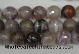 CAG1526 15.5 inches 10mm faceted round fire crackle agate beads