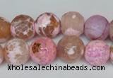 CAG1536 15.5 inches 12mm faceted round fire crackle agate beads