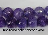 CAG1537 15.5 inches 12mm faceted round fire crackle agate beads