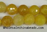 CAG1539 15.5 inches 12mm faceted round fire crackle agate beads