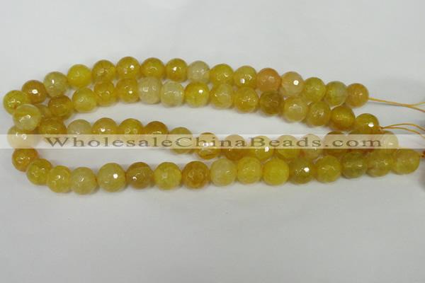 CAG1539 15.5 inches 12mm faceted round fire crackle agate beads