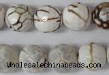 CAG1547 15.5 inches 14mm faceted round fire crackle agate beads