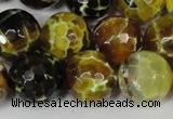 CAG1557 15.5 inches 16mm faceted round fire crackle agate beads