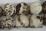 CAG1558 15.5 inches 16mm faceted round fire crackle agate beads