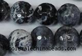 CAG1559 15.5 inches 16mm faceted round fire crackle agate beads