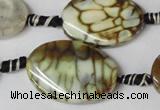 CAG1577 15.5 inches 20*30mm twisted oval fire crackle agate beads