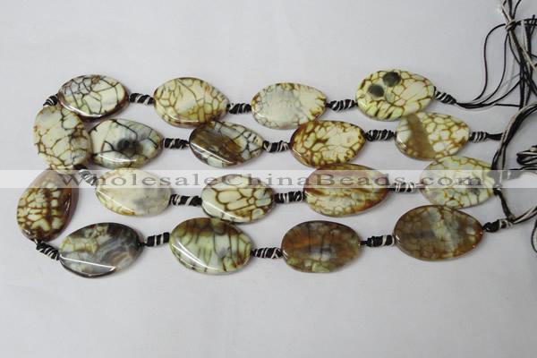 CAG1577 15.5 inches 20*30mm twisted oval fire crackle agate beads