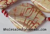 CAG1593 15.5 inches 30*38mm twisted marquise fire crackle agate beads