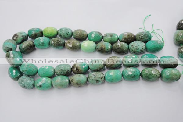 CAG1609 15.5 inches 15*20mm faceted drum green grass agate beads