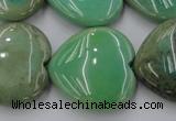 CAG1612 15.5 inches 30*30mm heart green grass agate beads