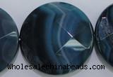 CAG1640 15.5 inches 35mm faceted coin blue agate gemstone beads