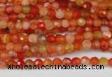 CAG1654 15.5 inches 4mm faceted round red agate gemstone beads