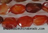 CAG1673 15.5 inches 14*18mm faceted nuggets red agate gemstone beads