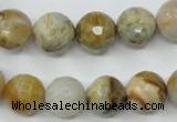 CAG1834 15.5 inches 12mm faceted round bamboo leaf agate beads