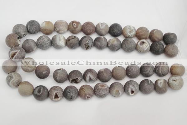 CAG1845 15.5 inches 16mm round matte druzy agate beads whholesale