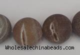 CAG1847 15.5 inches 20mm round matte druzy agate beads whholesale