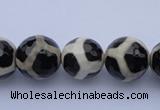 CAG1871 15.5 inches 8mm faceted round tibetan agate beads wholesale