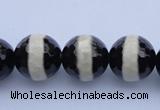 CAG1880 15.5 inches 10mm faceted round tibetan agate beads wholesale