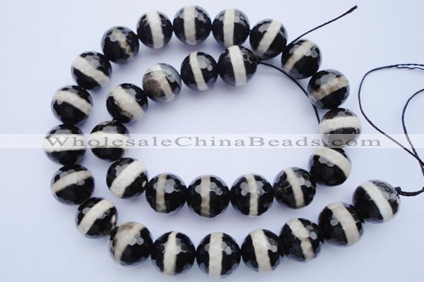 CAG1880 15.5 inches 10mm faceted round tibetan agate beads wholesale